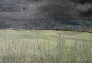 Regenfront, Acryl und Graphit auf Leinwand, 100 x 80 x 3 cm