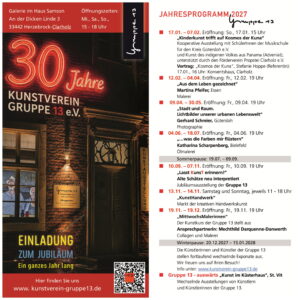 Jahresprogramm 2027 Kunstverein Gruppe 13 e.V.